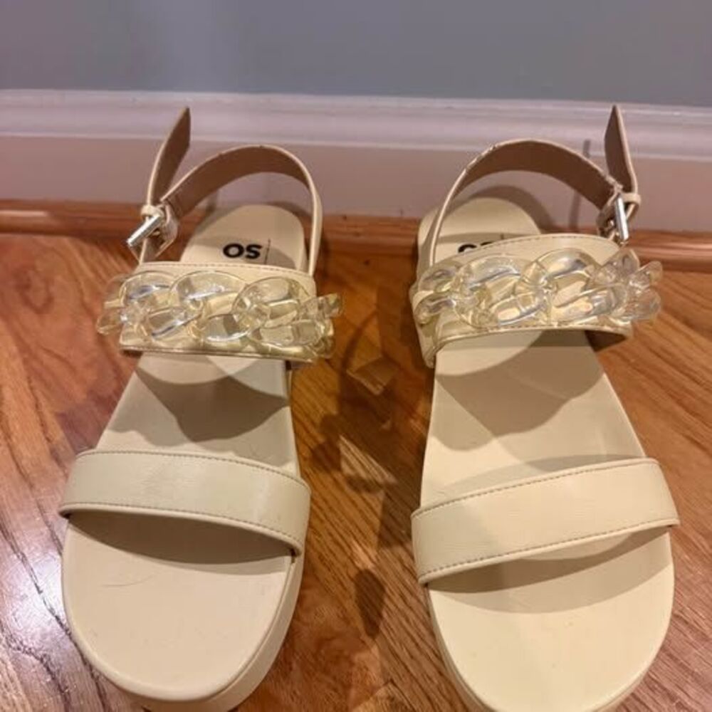 SO Platform Sandals with Clear Chain Strap Size 7.5M